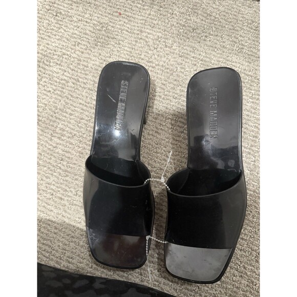 Steve Madden Chunky Block Heel Slide Sandals Harlan’ Black Sz 7 - Picture 2 of 5